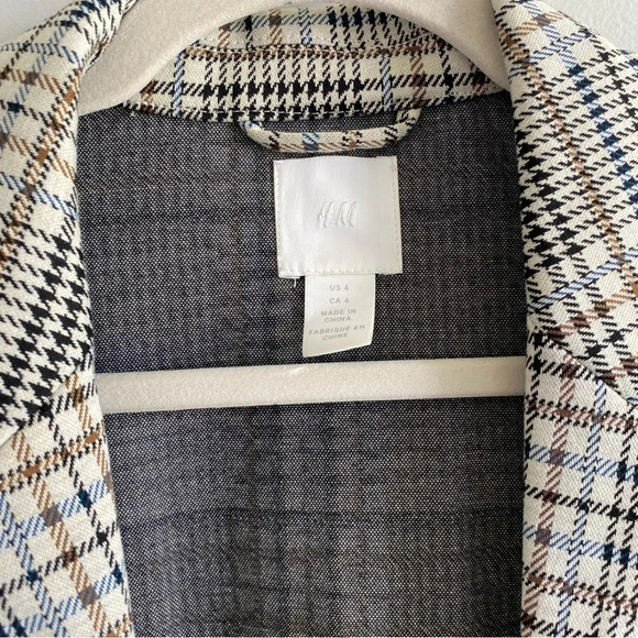 H&M Plaid Blazer and Stretchy Wide Leg High Rise Pants Set Size S/4 - Picture 7 of 13